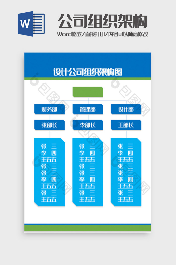 设计企业组织架构图Word模板
