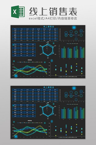 科技可视化线上销售表Excel模板图片