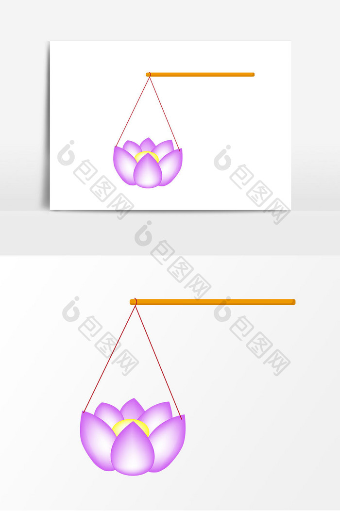 紫色河灯灯笼元素