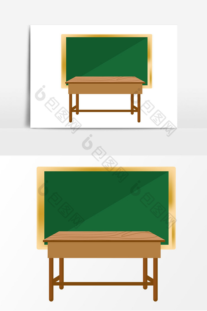 绿色黑板讲桌矢量元素