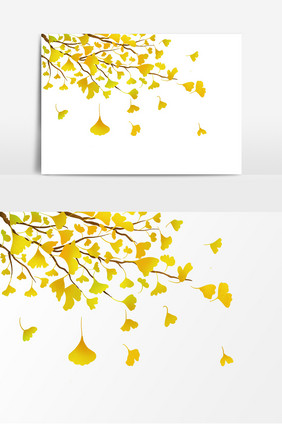 黄色银杏叶子植物装饰图案元素
