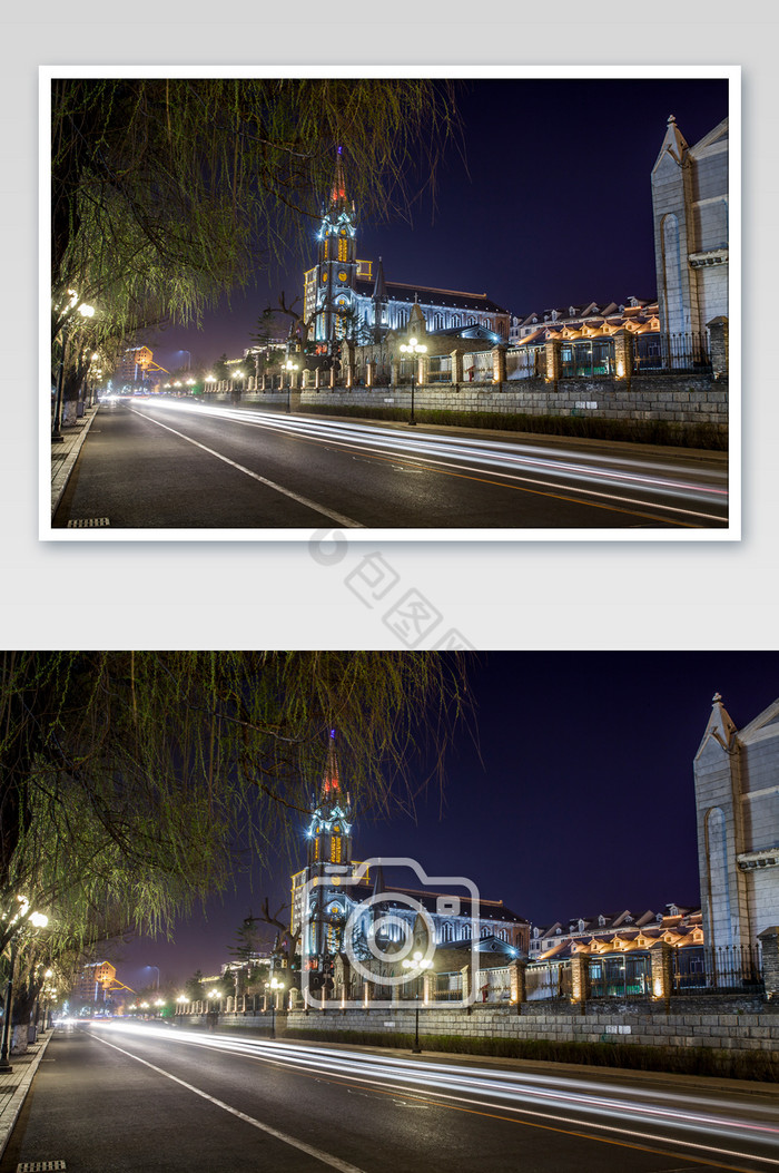蓝色城市建筑教堂摄影图片