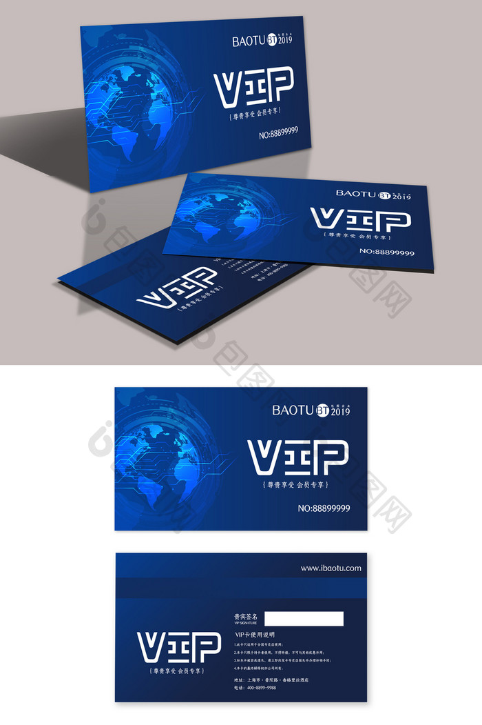 简约地球时尚线条商务VIP卡设计模板