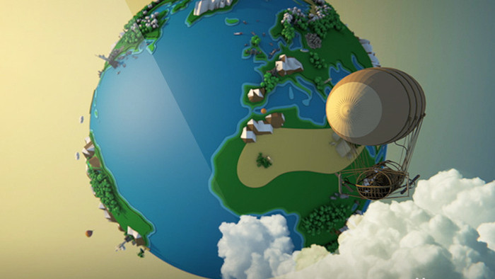 卡通地球世界风景动画背景特效视频