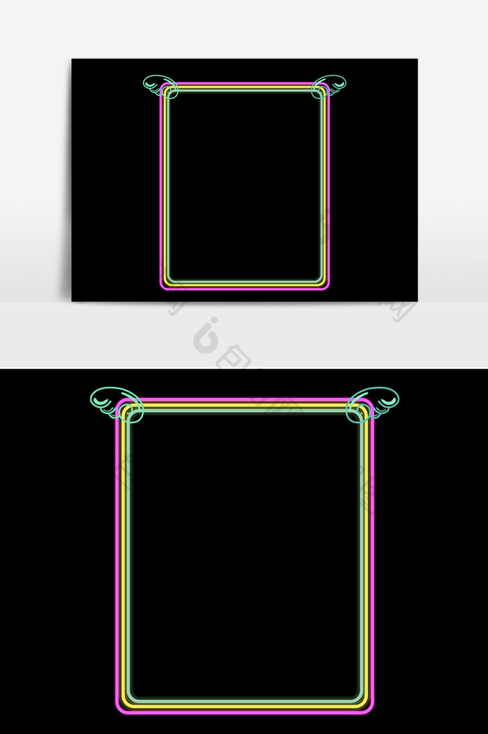 霓虹小翅膀简约故障风元素