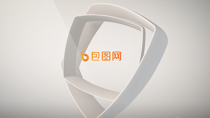 白色立体方框旋转出现logo