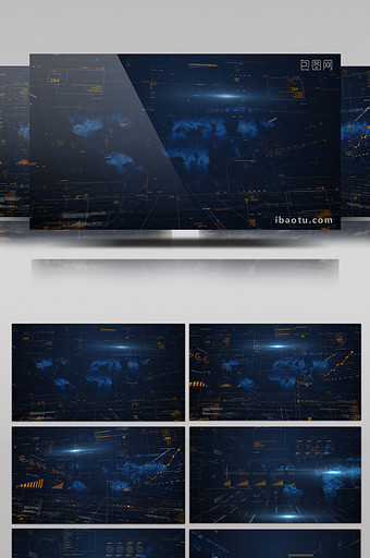 科技信息HUD网格动画背景标题合成视频图片