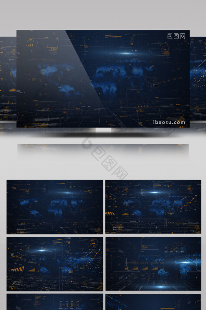 科技信息HUD网格动画背景标题合成视频