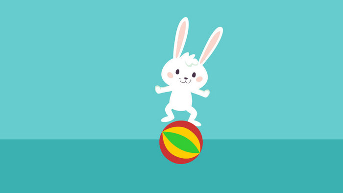 可爱卡通兔子表演踩球杂技动图GIF