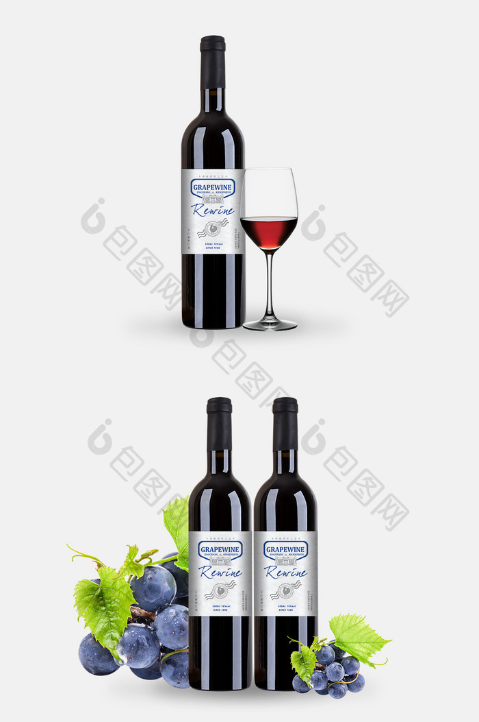 浅色简约图案葡萄酒红酒包装设计