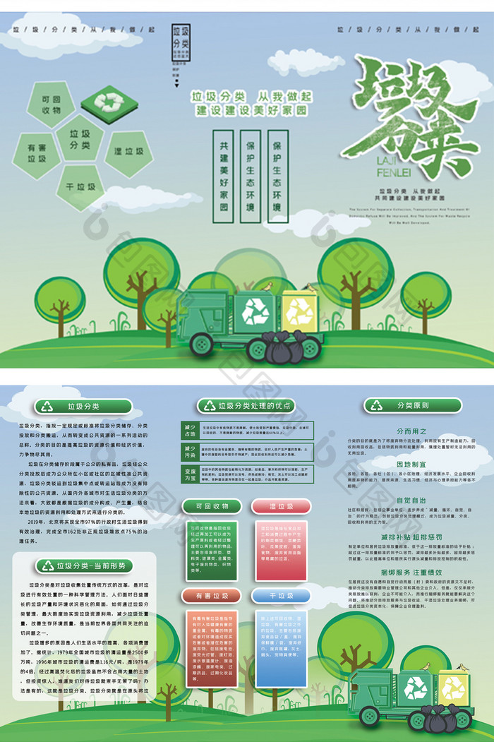 大气环保垃圾分类三折页 垃圾分类