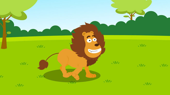 野外卡通狮子走路动图GIF