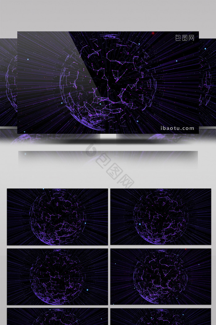紫色色调炫酷粒子星球科技互联网背景视频