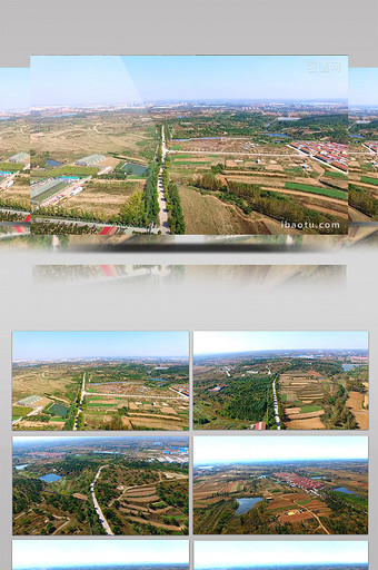 1080P美丽农村航拍房屋耕地图片