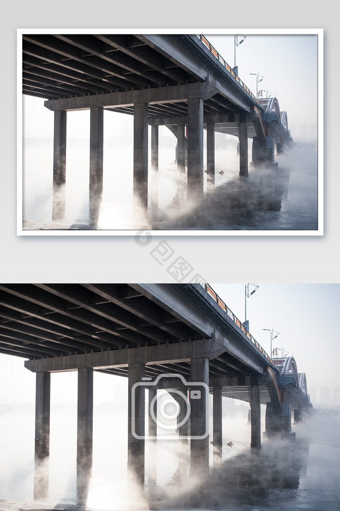 冬季清晨桥梁摄影图片