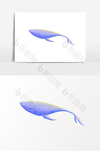 创意大气蓝色鲸鱼线圈画装饰元素图片