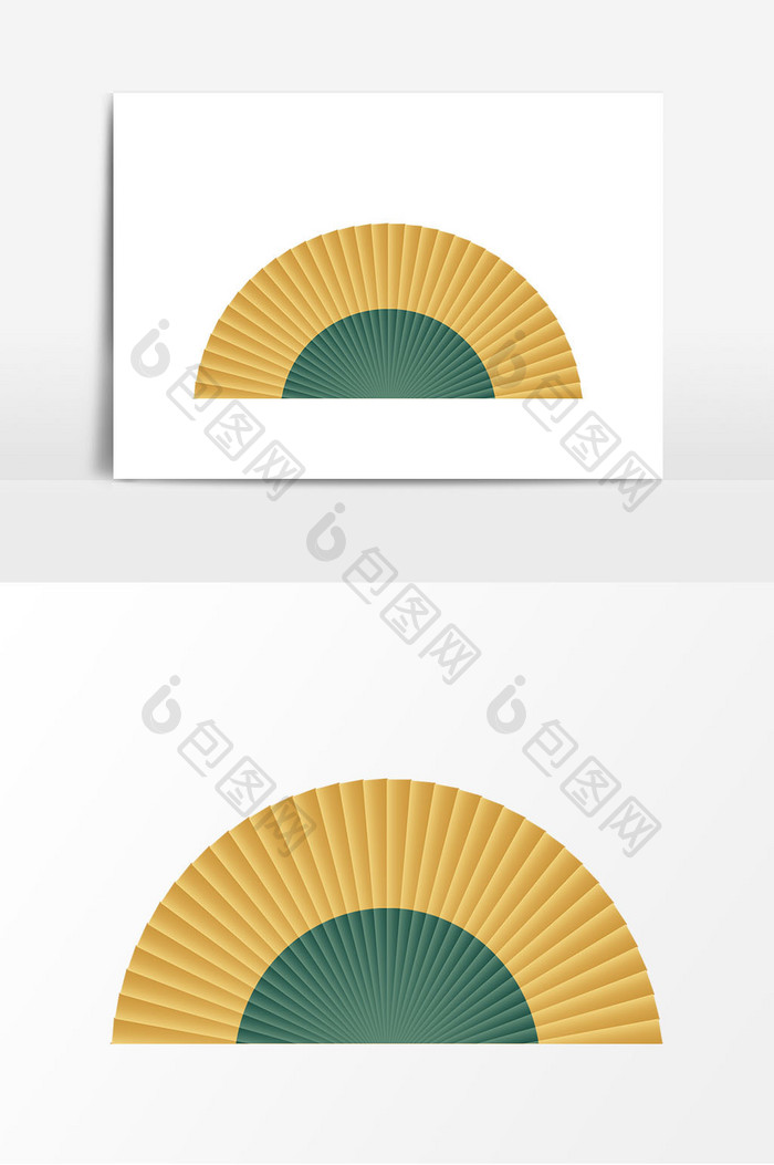 简约大气扇子装饰元素