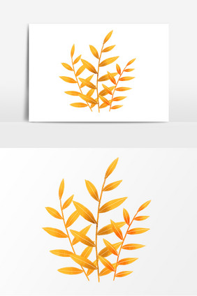 秋天金黄的叶子树叶插画