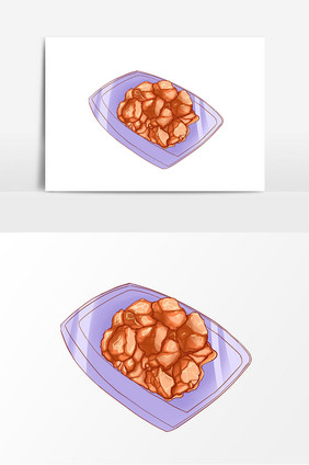 手绘鸡块菜品元素