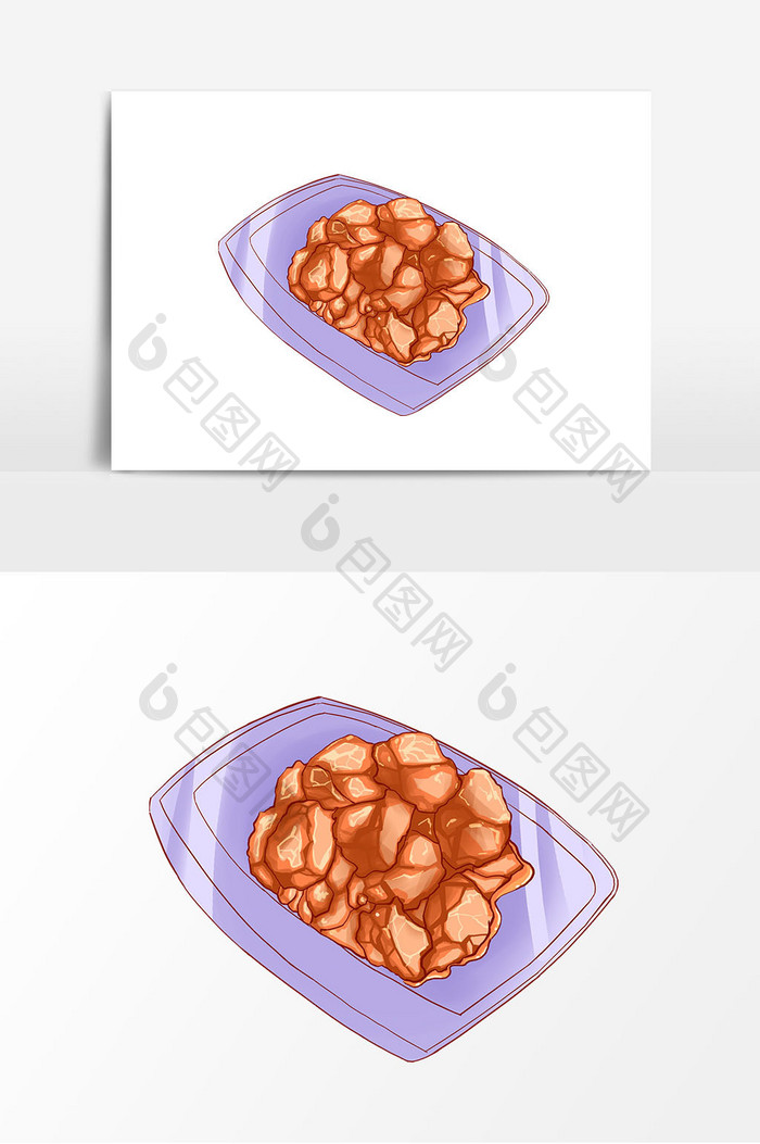 手绘鸡块菜品元素