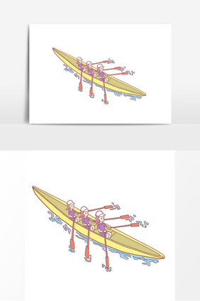 手绘多人赛艇三人赛艇元素
