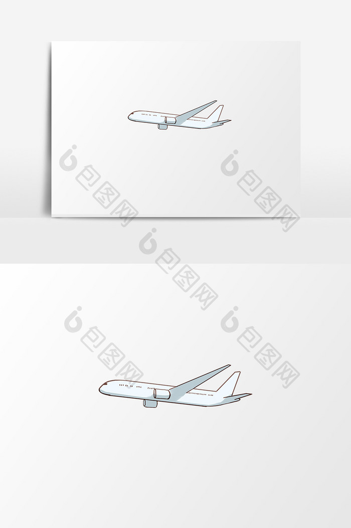 手绘卡通小清新飞机白色