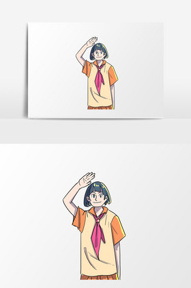 建党节短发女孩敬礼