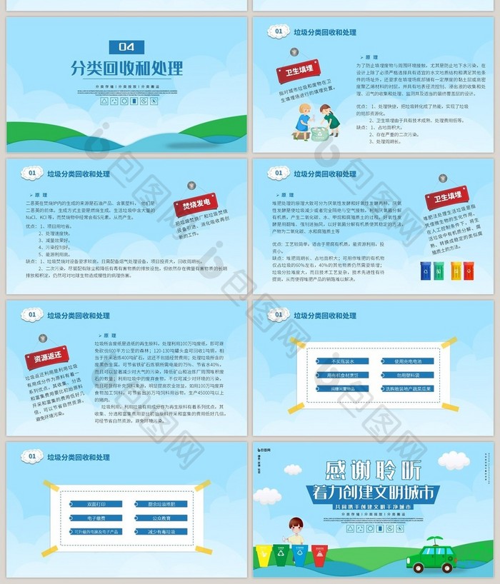 微党课上海市生活垃圾管理条例PPT模板