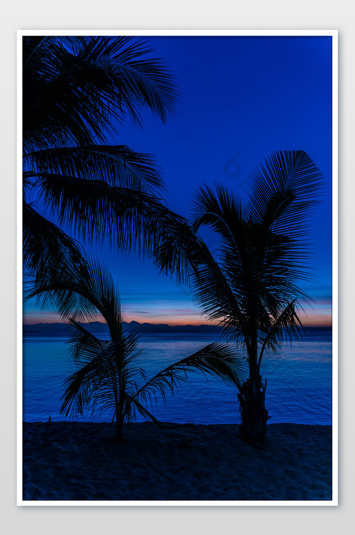 傍晚旅行高清海滩风景椰子树度假摄影图