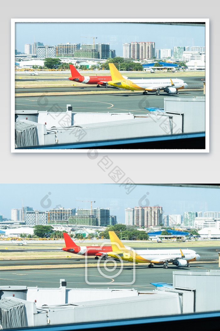 马尼拉机场海岛度假旅行飞机高清摄影图