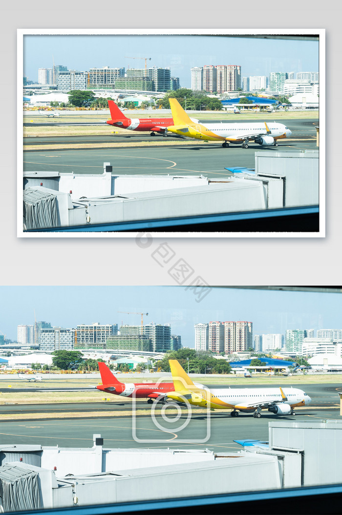 马尼拉机场海岛度假旅行飞机高清摄影图图片