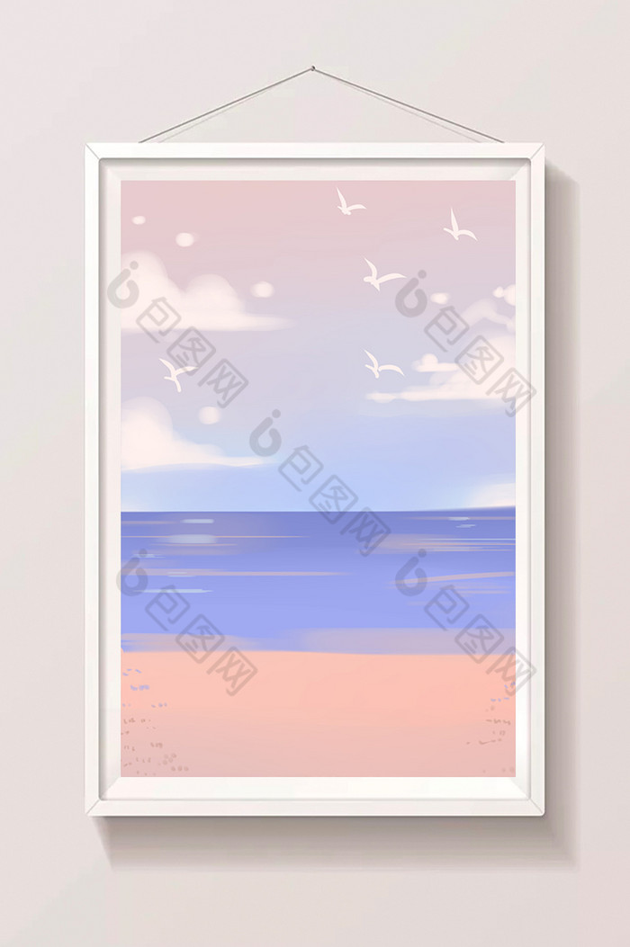 盘旋海鸥的海岸插画图片图片