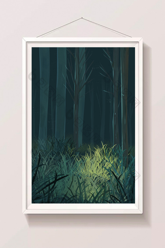 夜色下的树林插画图片图片