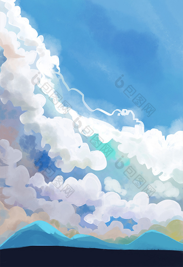 包图网提供精美好看的天空中的云层插画图片素材免费