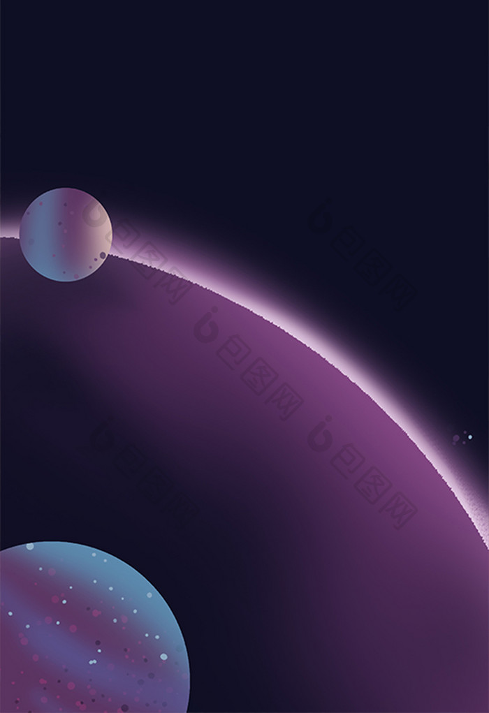 手绘太空中的行星插画背景