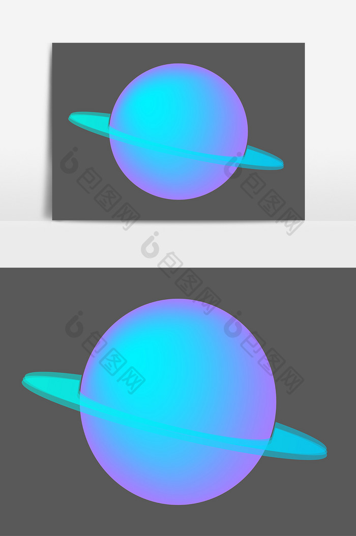 紫色卡通炫彩渐变星球环绕星球元素AI