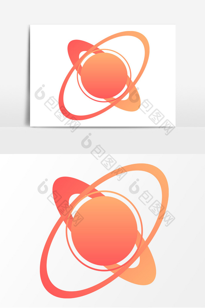 渐变环绕星球可爱卡通星球元素渐变元素AI