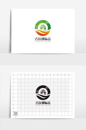 个性古玩城VI标志logo设计