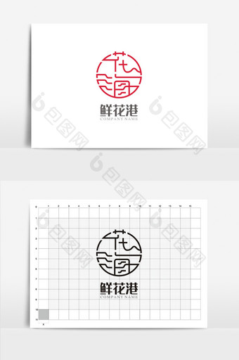 唯美鲜花港VI标志logo设计图片