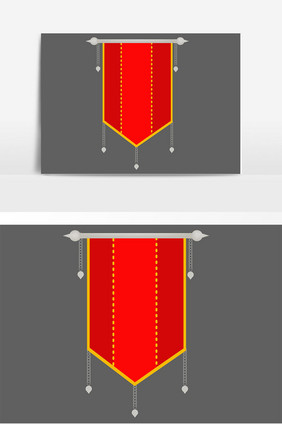 手绘红色景旗元素