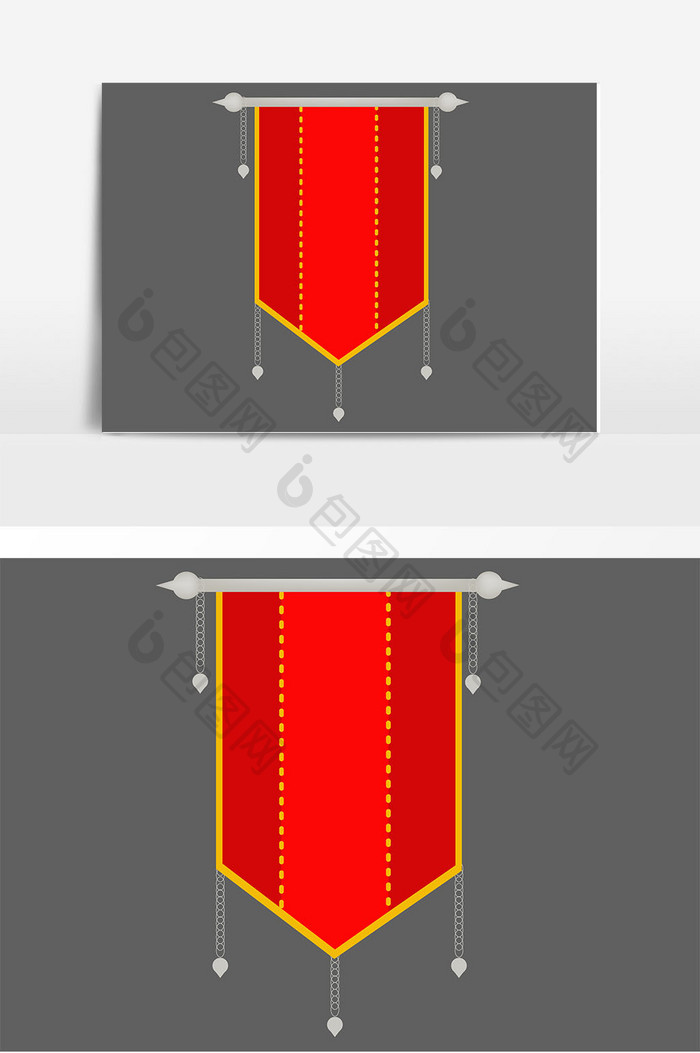 手绘红色景旗元素