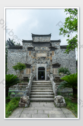 立面青砖复古老房子老北京胡同青砖绿瓦岭南风情青砖古建筑现代青砖