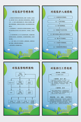 绿色剪纸风环保制度四件套