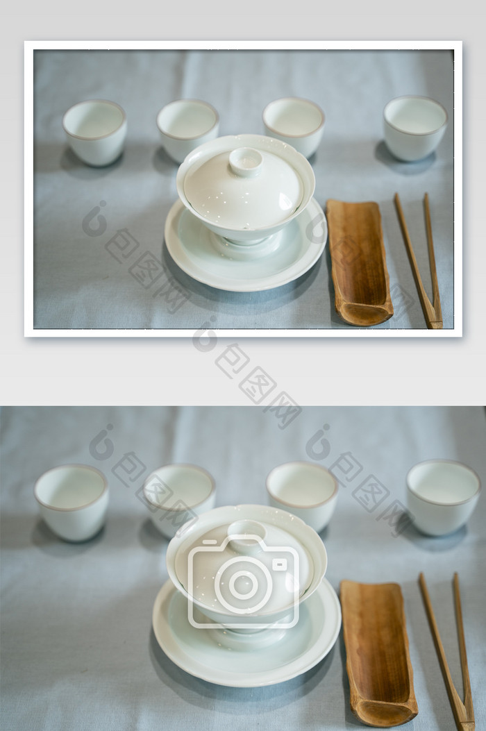 白陶瓷白色纯净夏日高清茶道茶杯摄影图