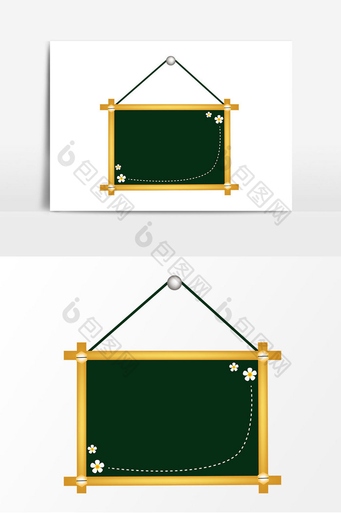 绿色教师节黑板元素