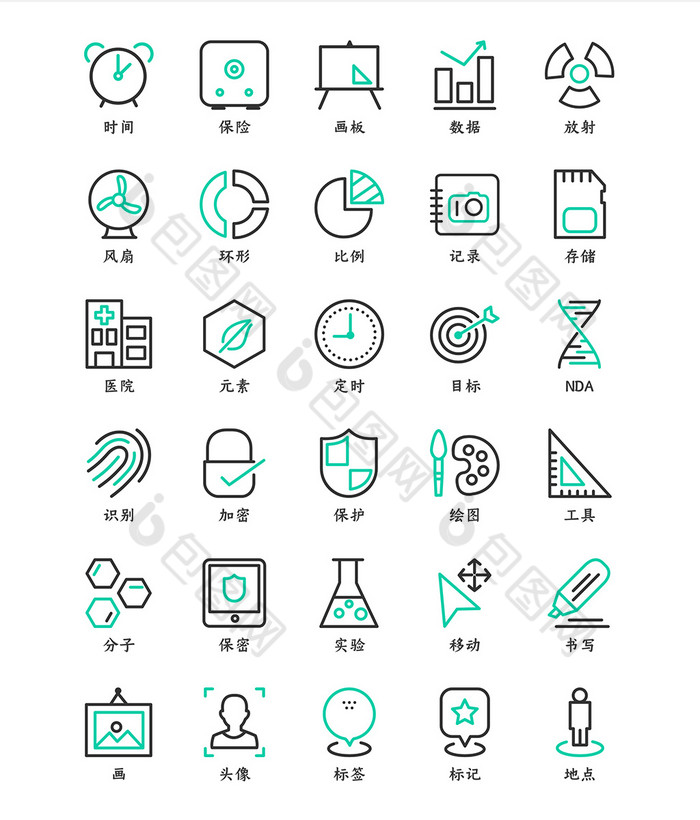 包圖 ui設計 icon圖標 【ai】 線性雙色扁平化軟件學習矢量icon圖標