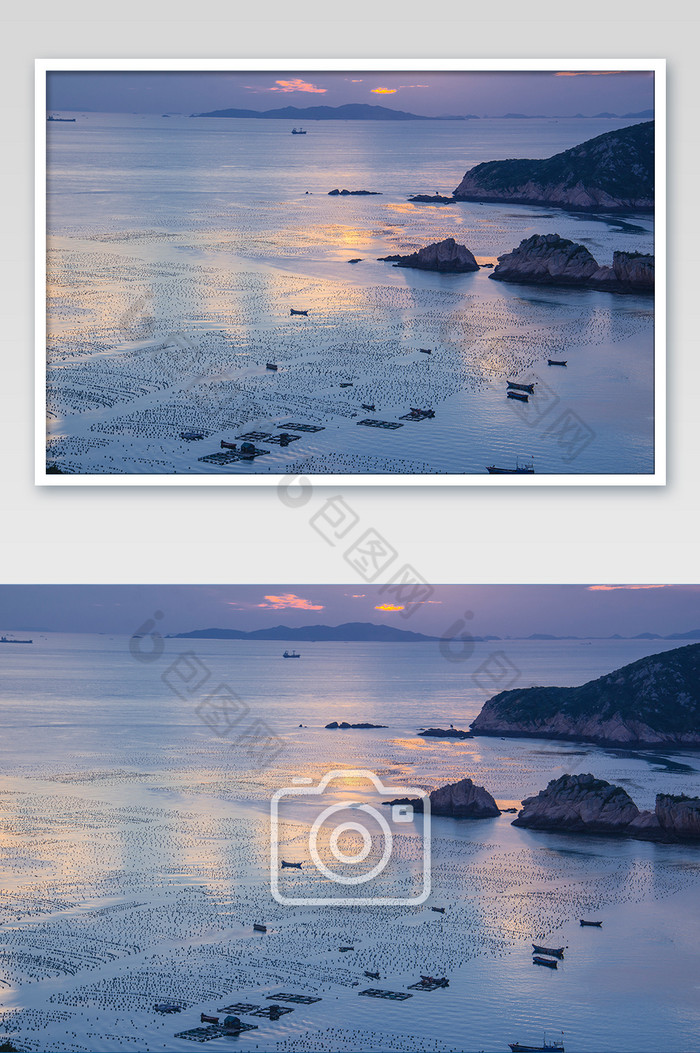夕阳下的海上牧场自然风光摄影图片图片