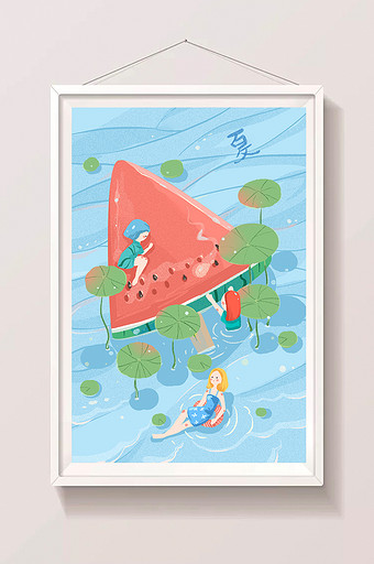 夏季创意西瓜冰糕插画图片