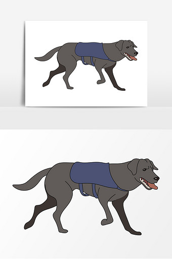 手绘警犬禁毒导盲犬动物狗卡通图片下载