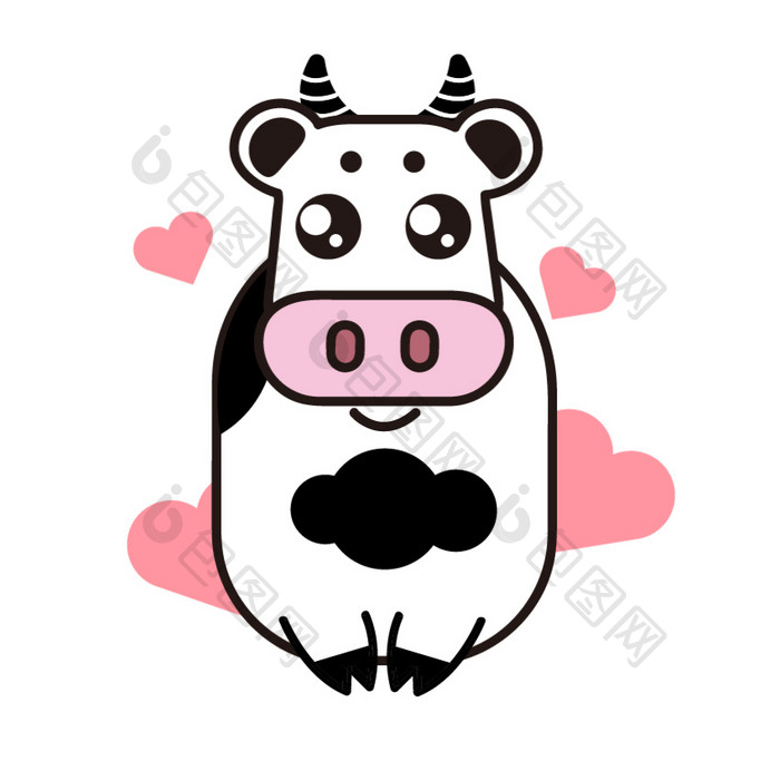 可爱动物奶牛爱心动态表情包GIF